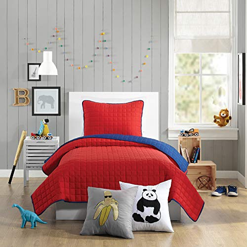 URBAN PLAYGROUND All Seasons Ayer Red Quilt Set - 2 Piece Soft Brushed Microfiber Kids Bedding Set for Boys/Girls - Machine Washable (Twin) URBAN PLAYGROUND