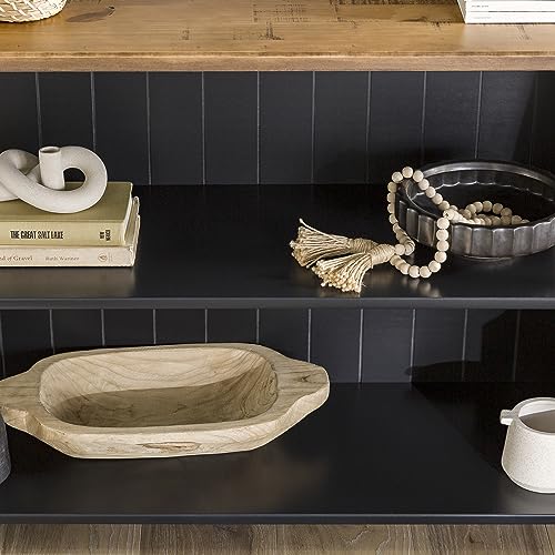 Walker Edison Farmhouse Wood Bookcase with 2 Fixed Shelves - 52 Inch, Black Storage Cabinet for Home Office Walker Edison