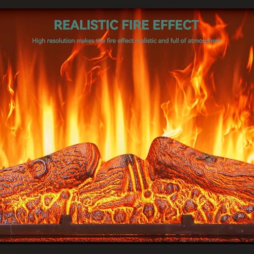YITAHOME 24" Electric Fireplace Insert, Fireplace Heaters with Log Set, Remote Control with Timer Control, Adjustable Temperature & 3 Flame Brightness, 1400W (24.2" W x 17.5" H) YITAHOME