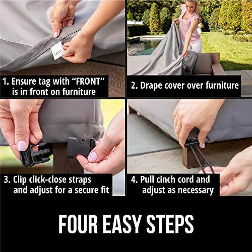 GORILLA GRIP Waterproof Large Outdoor Patio Sofa Cover, 3 Seater 80 Inch, Heavy Duty 600D Furniture Covers Sets for Winter, Keep Cushions Dry, Protects from Sun, Snow, Rain, Windproof, UV Coated GORILLA GRIP