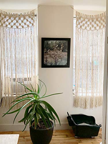 Mkono Macrame Curtain Boho Doorway Window Decoration Light Through Curtains Decor Handwoven Wall Hanging Art for Home Door Bedroom Wedding Backdrop Arch, Closet Room Divider, 29" W x 80" L Mkono