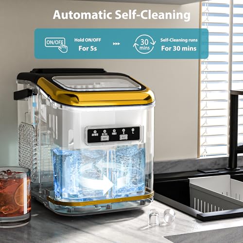 Electactic Ice Maker Machine Countertop Portable Compact Small Bullet Ice Maker with Self Cleaning,9 Cubes in 6 Mins,26lbs in 24Hrs, for Camping Dorm Home Outdoor Electactic