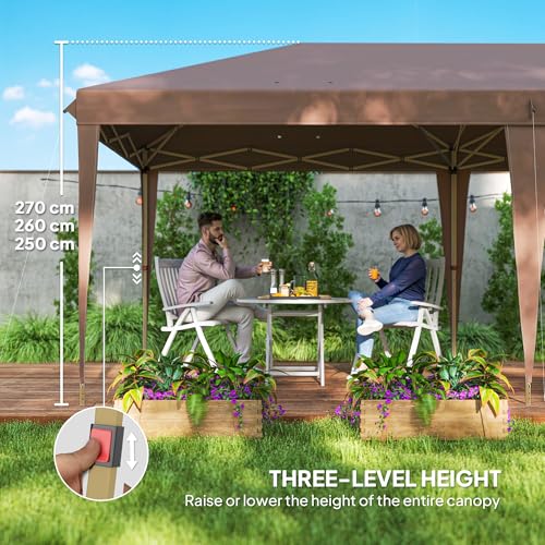 Outsunny 10' x 20' Pop Up Canopy Tent, Upgraded Heavy Duty Tents for Parties, Outdoor Instant Gazebo Sun Shade Shelter with Carry Bag, for Catering, Events, Wedding, Backyard BBQ, Coffee Outsunny