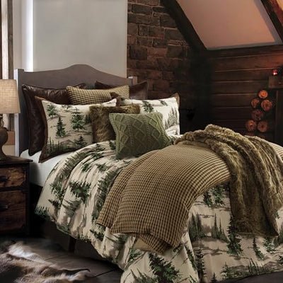 Paseo Road Cabin Bedding Joshua 3 Piece Lodge Comforter Set with Pillow Shams, King Forest Woods Bedding, Pine Trees Comforter Set, Woodland Nature Western Rustic Bed Set
