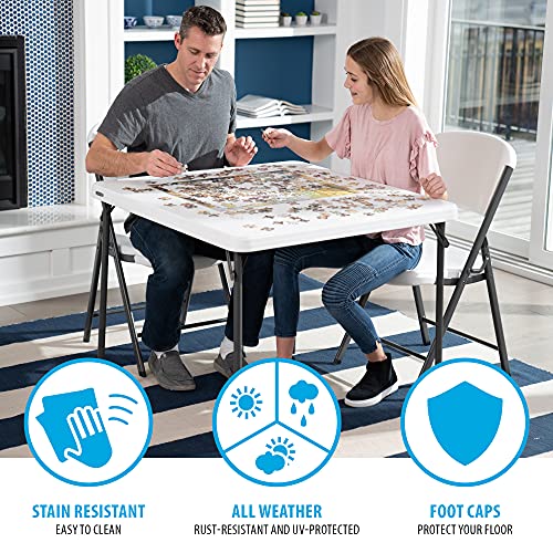 LIFETIME 80783 37-Inch Commercial Grade Square Folding Card Table, White Granite LIFETIME