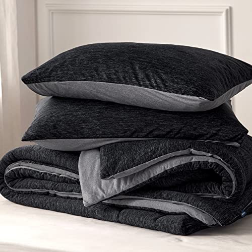 Bedsure King Comforter Set - Cooling and Warm Bed Set, Charcoal Black Reversible Bedding for All Season, 3 Pieces, 1 King Size Comforter (102"x90") and 2 Pillow Cases (20"x36") Bedsure