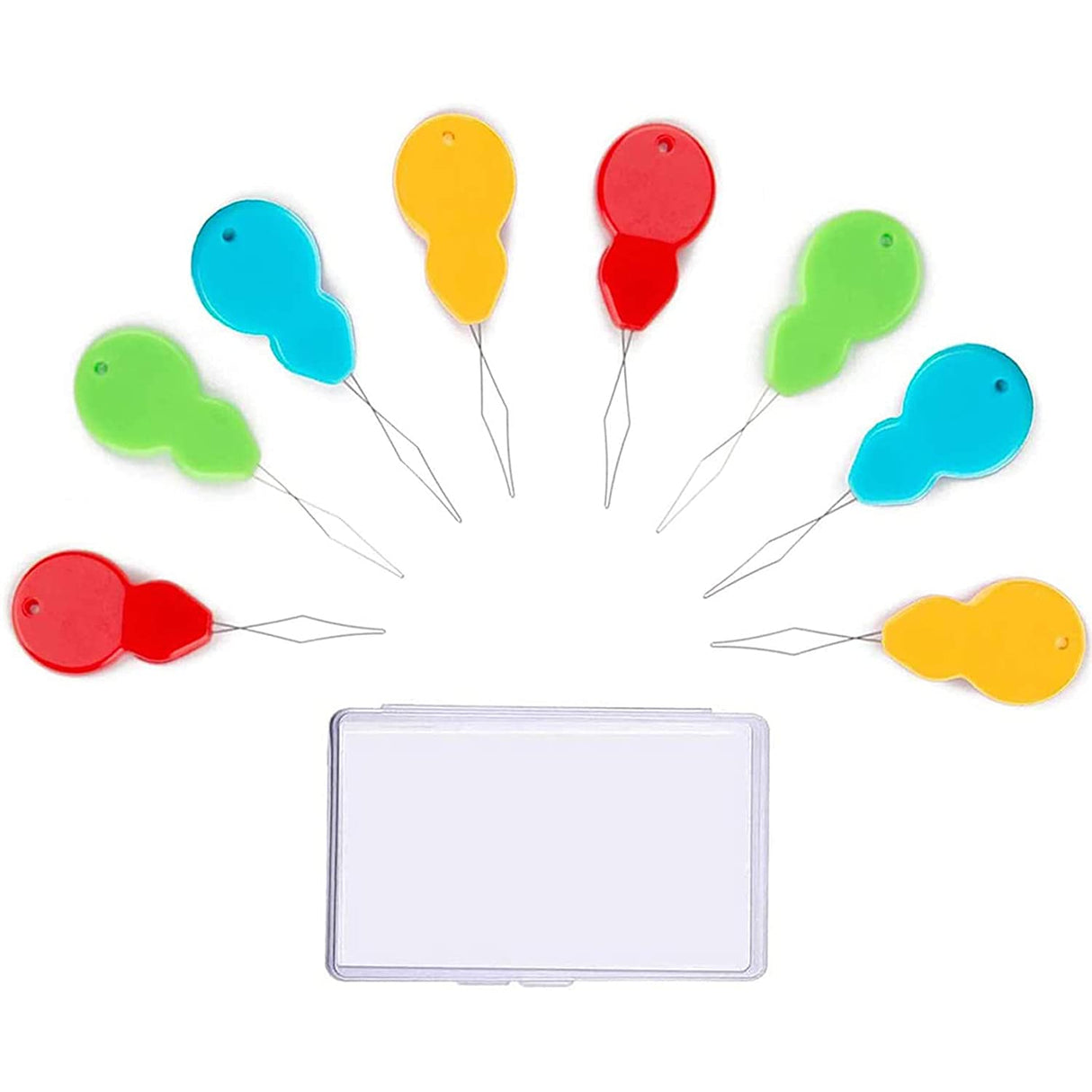 30 Pieces Gourd Shaped Plastic Needle Threaders, Plastic Wire Loop DIY Needle Threader Hand Machine Sewing Tool for Sewing Crafting with Clear Box, 4 Colors Random Phinus