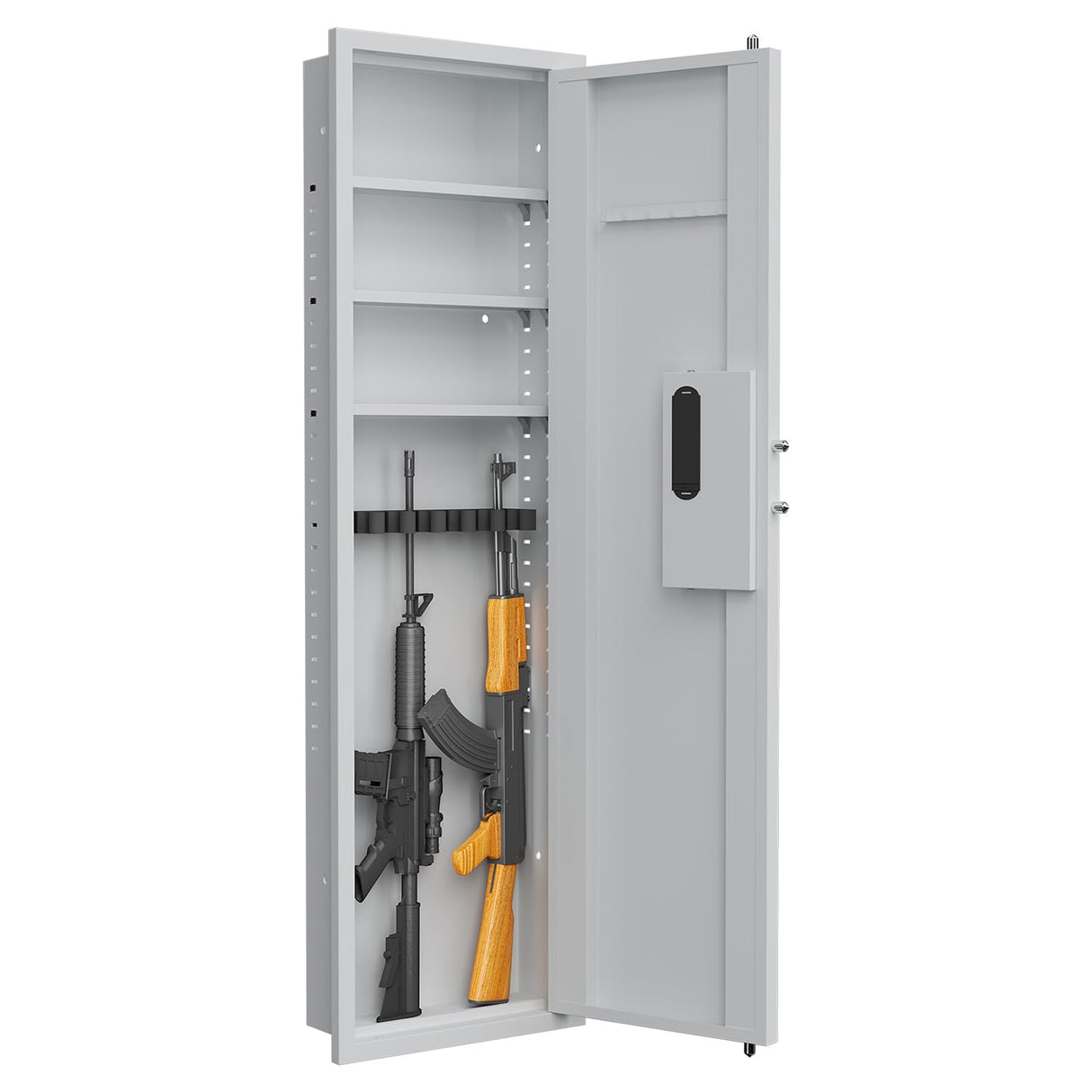 Gareinwuds 53" in-Wall Hidden 5-6 Gun Safe | Fingerprint Touch Panel Lock Quick Access | Adjustable Shelves & Gun Stock | Heavy Duty Steel Security Cabinet | Firearm Valuables Storage Gareinwuds