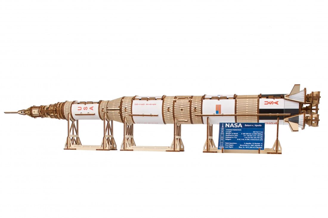 Generic Mechanical U-Gears Wooden 3D Puzzle Model NASA Saturn V Model kit Construction Set Generic