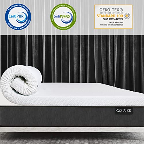3 Inch Gel Memory Foam Mattress Topper King Size High Density Cooling Pad Pressure Relief Bed Topper (with Removable & Bamboo Cover) VALUXE
