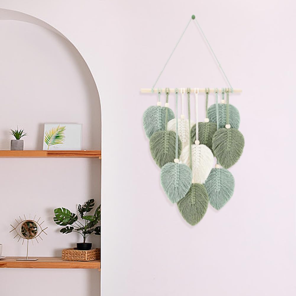 FREEBLOSS DIY Macrame Leaf Wall Hanging Beginners Macrame Kit Leaf Woven Tapestry Feather Wall Hanging DIY Macrame Kit for Adults Birthday Gift FREEBLOSS