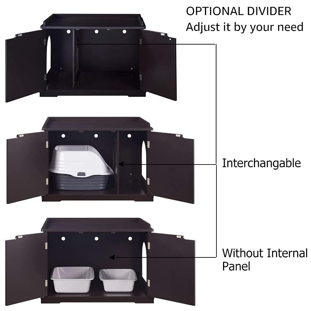 unipaws Cat Litter Box Enclosure Furniture, Cat Washroom, Hidden Litter Box Cover, Cabinet for Large Cat, Dog Proof Cat Litter Boxes, Hideaway Litter Box, Cat House, Espresso unipaws