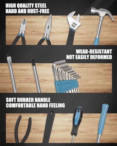 Tool Kit for Home, 144 Piece Hand Tool Set with Storage Box, General Basic Repair Tool Set with Hammer, Pliers, Wrenches, Voltage Tester, Measure Tape, Screwdriver Bits Zeite