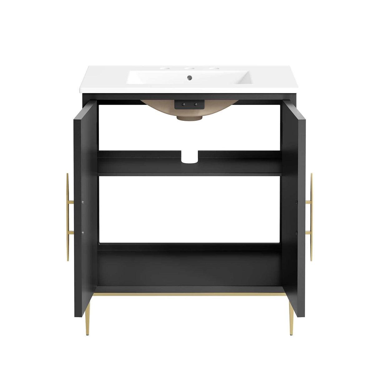 Modway Awaken Bathroom Vanity Cabinet, 30", White Black Modway