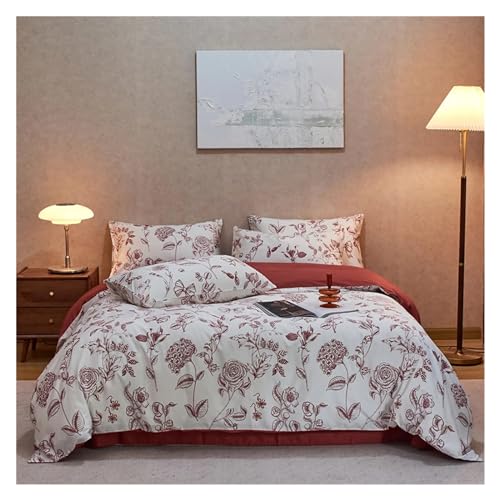 YUSIWOAL Bedding Set Cotton Queen Duvet Cover Set with Sheets Single Double Bedding Sets,Summer Duvet Cover sets(B,King) YUSIWOAL