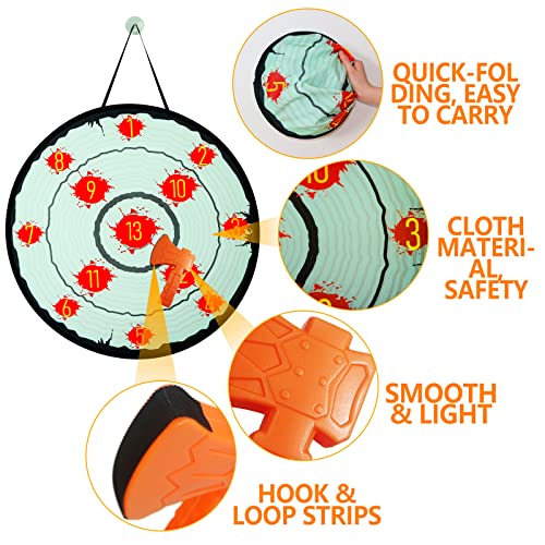 Axe Throwing Toys for Kids Adults, Yard Ax Dart Games for Boys Girls Axe Throwing Set Family Party Camping Carnival Games Indoor Outdoor Play Activity Center, 4 Sticky Axes, 28'' Cloth Board AUBESTKER