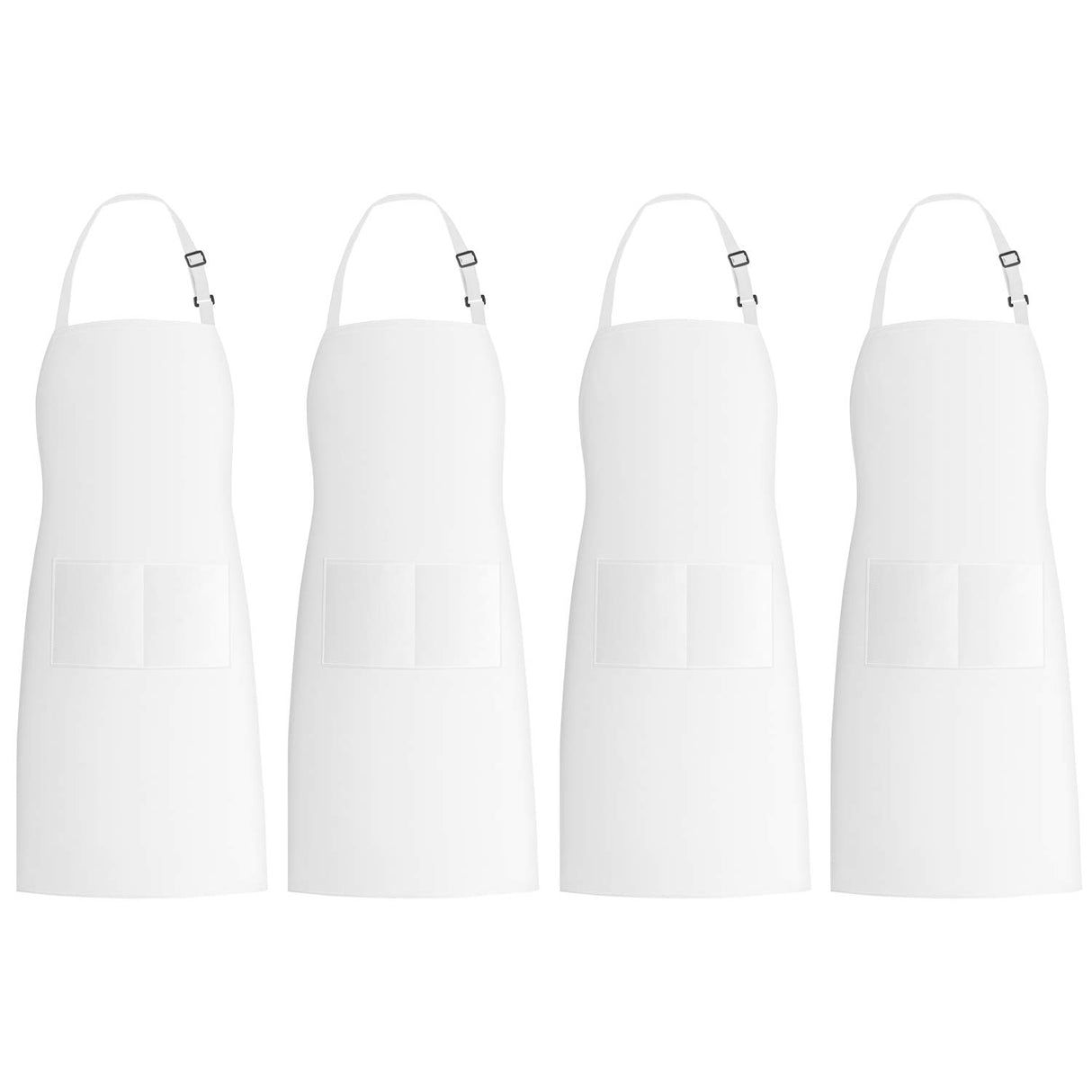 Xornis 4 Pack Bib Aprons with 2 Pockets Kitchen Apron Cooking Chef, White Xornis