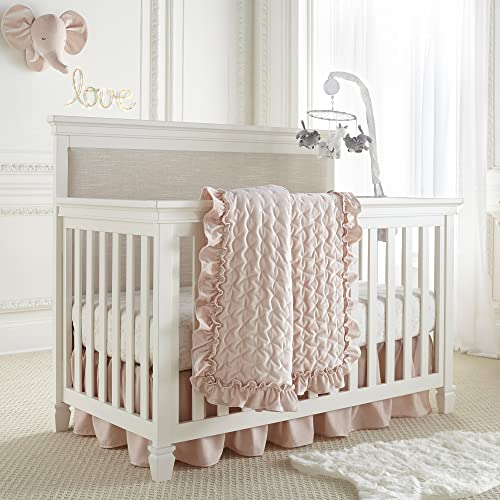 Levtex Baby - Heritage Crib Bed Set - Baby Nursery Set - Blush Velvet - Rich Velvet - 4 Piece Set Includes Quilt, One Fitted Sheet, Changing Pad & Skirt/Dust Ruffle Levtex Baby
