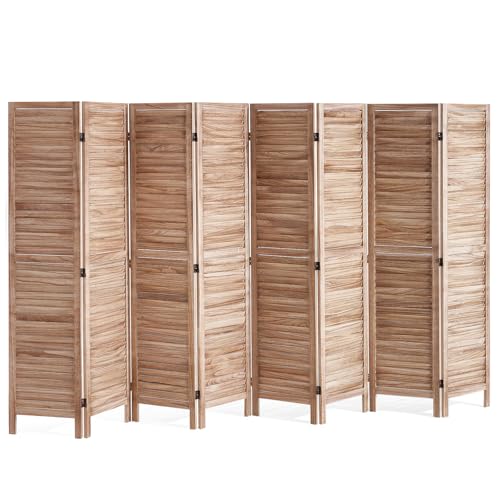 VEVOR Wood Room Divider, 8 Panel Wood Folding Privacy Screen, 66.9 Inches Tall Indoor Louvered Partition Divider, Portable Decoration Screen, for Room Separation, Home, Office, Restaurant & Bedroom VEVOR