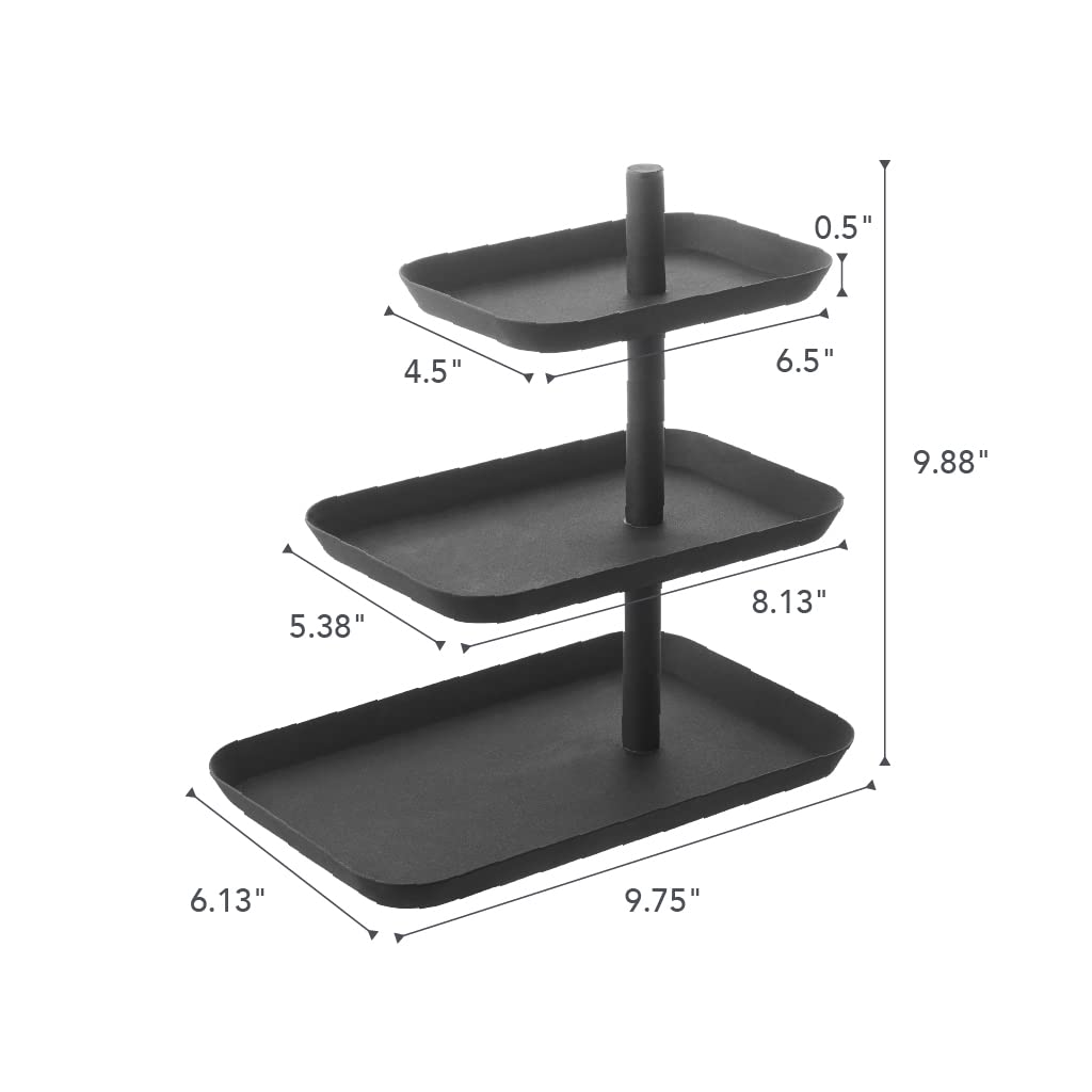 Yamazaki Home Tower 3-Tier Accessory Tray - Jewelry Holder & Storage Organizer - Steel YAMAZAKI