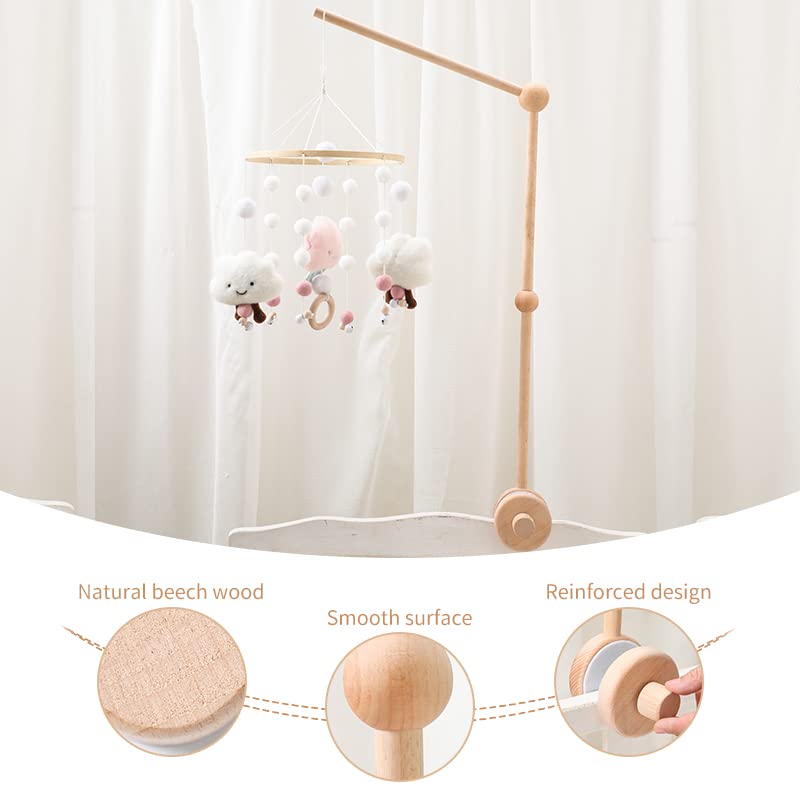 Baby Crib Mobile Arm,HBM Wooden Mobile Arm for Crib Mobile Hanger for Crib Baby Girl Nursery Decor HI BABY MONMENT