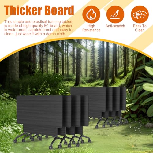 Modular Conference Table,Flip Top Mobile Meeting Table with Wheels,Folding Conference Room Tables,Modern Stackable Training Seminar Tables for Classroom,Meeting Room & Executive Room (6, D, 70.8in) MSFDC