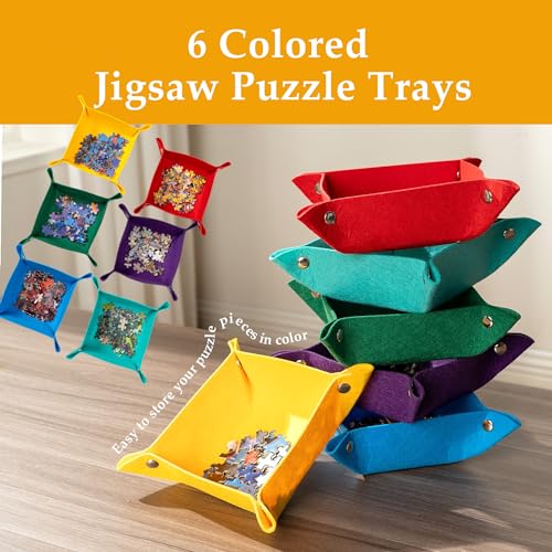 Sancallie 1500 Pieces Puzzle Board & Bracket Set/Wooden Puzzle Board Kit/Jigsaw Puzzle Plateau with 6 Sorting Trays Gray Felt Mat Cover - with Puzzle Board for Storing Jigsaw Puzzles, Grey Sancallie