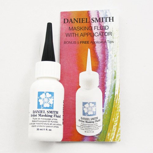 DANIEL SMITH 1oz Bottle with 5 Applicator Tips, Artist Masking Fluid, 284075001 , White DANIEL SMITH