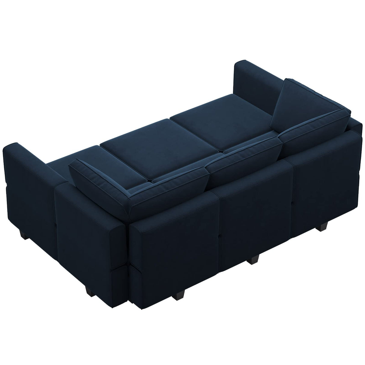 Belffin Modular Velvet Sectional Sofa with Chaise Lounge Sectional Sleeper Sofa with Storage Chaise Bed Couch for Living Room Blue Belffin