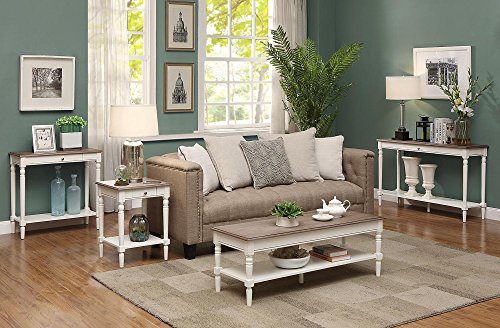 Convenience Concepts French Country Console Table with Drawer and Shelf, Driftwood/White Convenience Concepts