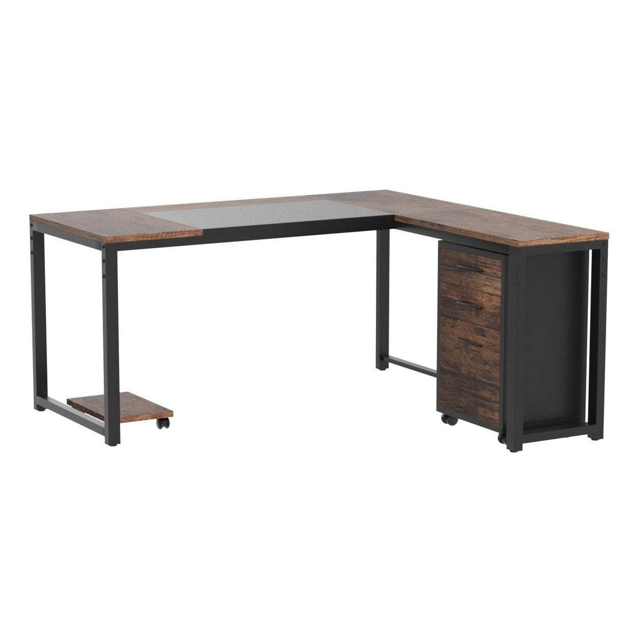 Tribesigns 63" L-Shaped Computer Desk with Mobile File Cabinet, Large Executive Office Desk with 3-Drawer Vertical Filing Cabinet, Business Furniture Sets for Home Office Tribesigns