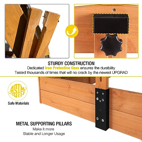 Aivituvin Kids Sand Boxes with Canopy Sandboxes with Covers Foldable Bench Seats, Children Outdoor Wooden Playset - Upgrade Retractable Roof (47x47Inch) Aivituvin