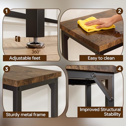 Tujurich Narrow Entryway Console Table & Sofa Side Table - Industrial Hallway Table for Small Spaces, Behind Couch Table, Multi-Functional Living Room Bedroom Office,Brown, 29.5" x 9.4" x 29.5" Tujurich