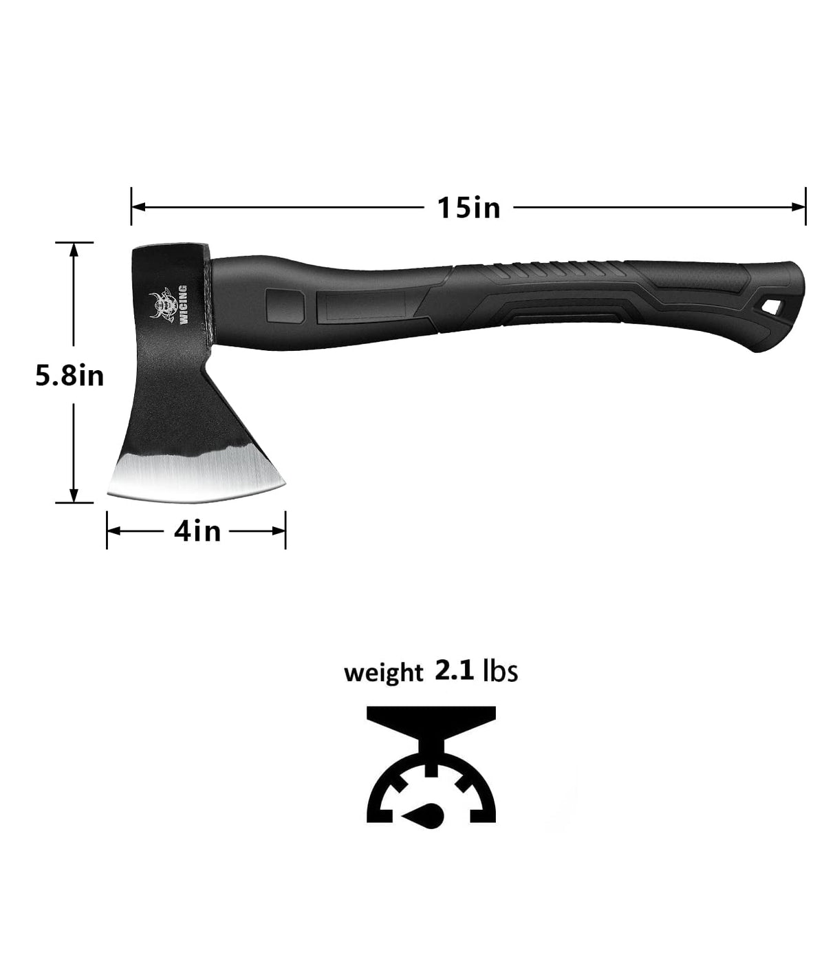 WICING Throwing Axe - 3 Pack, 15-inch Camping Hatchet, Carbon Steel Splitting Axe, Fiberglass Handle, with Anti-Slip & Shock Reduction Grip for Axe Throwing, Kindling, Chopping, and Wood Splitting WICING