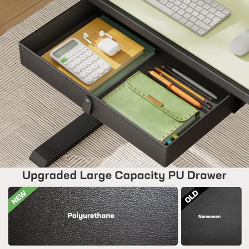 Marsail 48x24 Electric Standing Desk with Drawer, Computer Desk, Sit Stand Office Table with Storage & Hooks & Cable Management, Ergonomic Height Adjustable Table for Home Office, Black Marsail