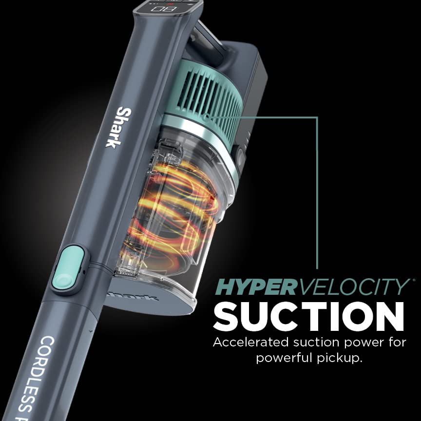 Shark IZ631H Cordless Pro Vacuum with PowerFins and Self-Cleaning Brushroll, Includes Upholstery Tool & Crevice Tool, Up To 60 Minute Runtime, HEPA Filtration, Cordless Vacuum, Dark Grey/Mojito Shark