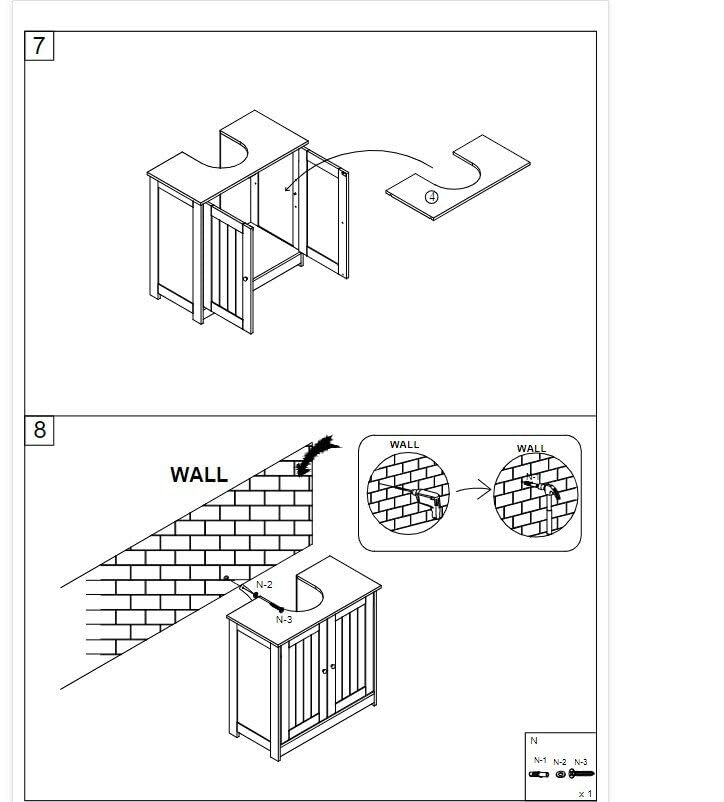 MEZHI Under Sink Vanity Cabinet Bathroom Double Door Shelf Cupboard Basin Organizer MEZHI
