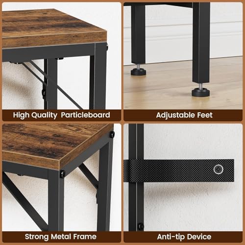 Asgolion Console Table, Narrow Sofa Table, 47.2" Behind Couch Table with Power Station, Entrance Table, for Living Room, Hallway, Entryway, Foyer, Rustic Brown Asgolion