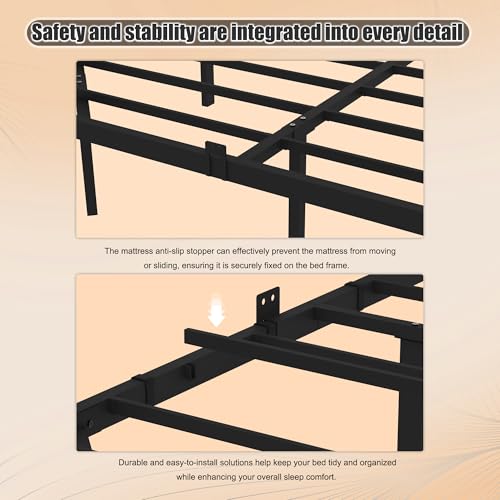 LUBEDCY Platform Bed Frame with LED Lights and USB Charging Station, Hidden Legs Metal Frame, No Box Spring Needed, Easy Assembly, Modern Floating Bed for Bedroom (Black, Full) LUBEDCY