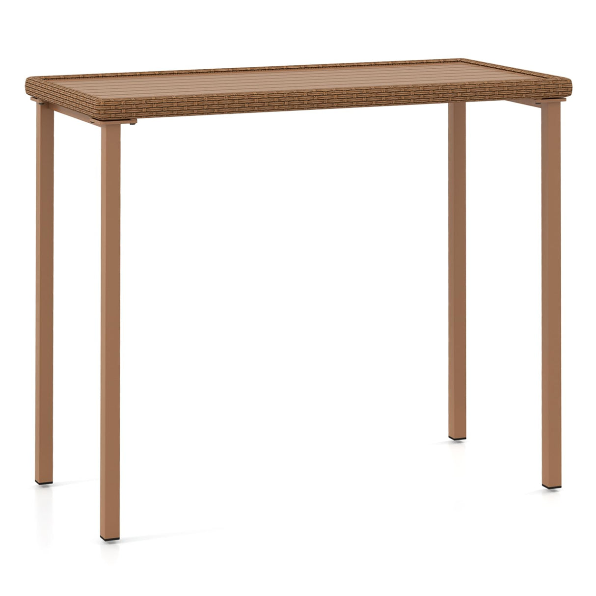 Tangkula Patio Bar Table, Heavy Duty Rectangle Metal Frame 48 Inches Outdoor Counter Height Table, for Backyard, Poolside, Balcony, Lawn Tangkula