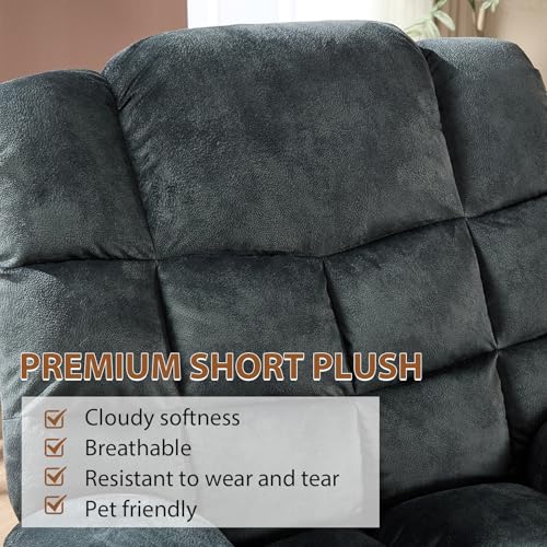 ANJ Massage Recliner Chair with Heat for Adults, Manual Recliners with Soft Fabric, Ergonomic Reclining Sofa with Overstuffed Armrests and Backrest, Single Recliner Chairs for Living Room, Dark Green