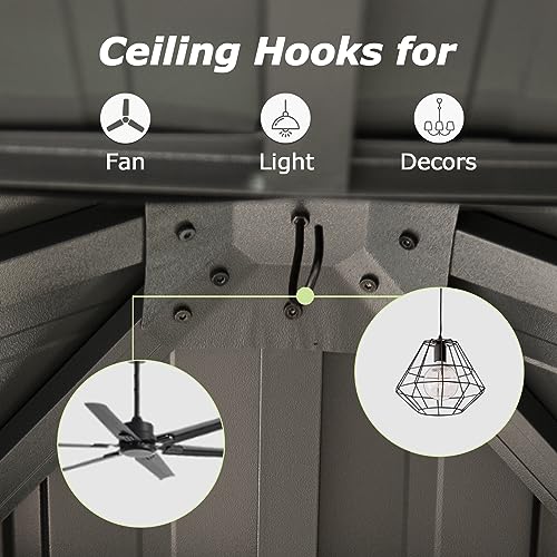 Domi Hardtop Gazebos 10x10FT, Aluminum Metal Gazebo with Galvanized Steel Double Roof Canopy, Curtain and Netting, Permanent Gazebo Pavilion for Patio, Backyard, Deck and Lawn, Grey domi outdoor living