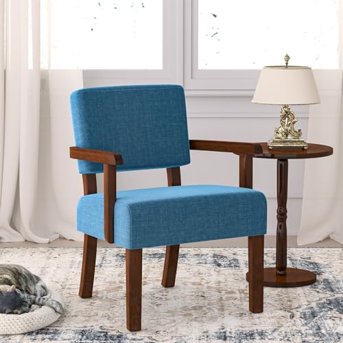 FAGAGA Accent Chair with Solid Wood Frame,Arm Chairs with Soft Seat and Armrests,Upholstered Reading Leisure Chair for Living Room,Bedroom,Office,Waiting Room FAGAGA