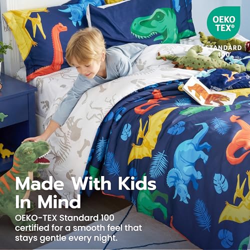 Joiedomi Kid Twin Comforter Set 5 Piece Dinosaur Bedding Set for Boys Girls Super Soft Microfiber Bed in a Bag with Comforter Sheets Pillowcase Sham Joiedomi