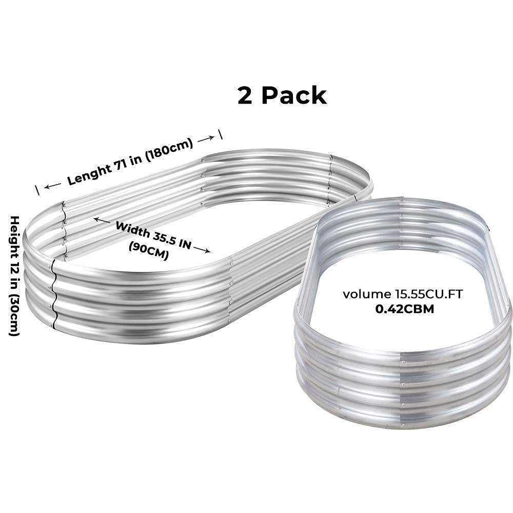 Land Guard 6ft Metal Raised Garden Bed,2 Pcs Galvanized Planter Raised Beds for Vegetables………… Land Guard