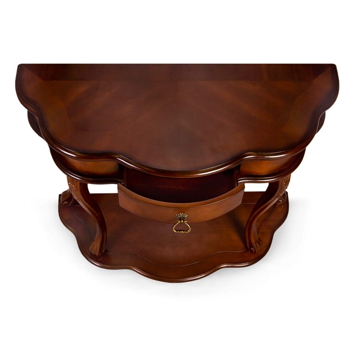 All Things Cedar Classic Accents HF024 Old World Entryway Table | Cherry Wood Console Table | Birch Veneer, Solid Wood Legs, Interior Drawer | Elegant Wooden Entry Table 35x15x30 All Things Cedar