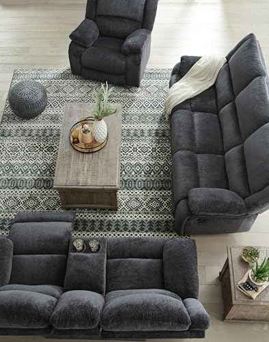 Signature Design by Ashley Draycoll Contemporary Double Reclining Manual Loveseat with Center Console, Dark Gray Signature Design by Ashley
