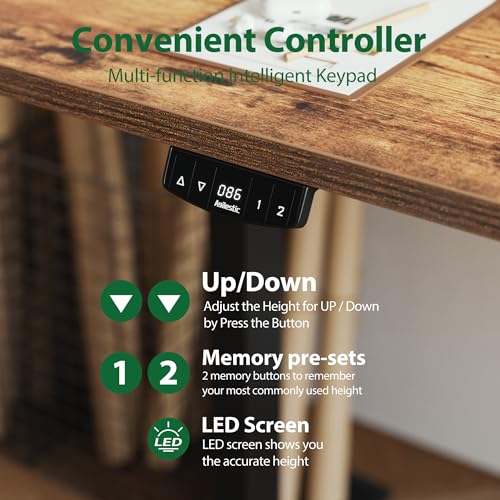 Agilestic Electric Standing Desk, Large 63 x 24 Inches Height Adjustable Desk, Sit Stand up Desk for Work Office Home, Splice Board, Rustic Brown Agilestic