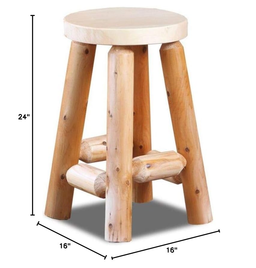 SRL Rustic Bar Stool Pine & Cedar – Indoor & Outdoor Bar Stools That Match Your Spaces Rustic Barstool, Island Chairs, Kitchen Stool, Counter Stools - Bar Chairs (24" Unfinished) Southern Rustic Logwerks