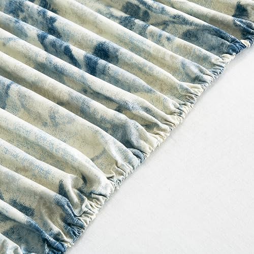 Chezmoi Collection Monica 3-Piece Tropical Floral Bed Sheet Set - Blue Gray White Textured Floral Printed Microfiber 14-Inches Deep Pocket Sheets & Pillowcases Set, Twin Chezmoi Collection